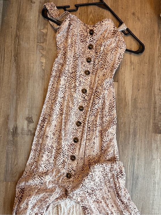 Japna Dresses & Skirts - Japna Neutral Snake-Print Maxi Dress with Front Buttons